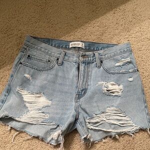 Abercrombie & Fitch Ripped Light Blue Jean Shorts